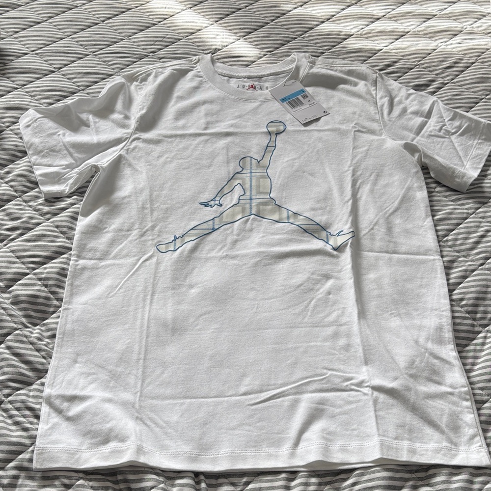 Jordan White Tee with Blue Logo
